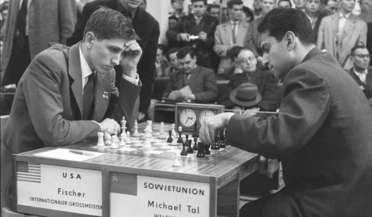 Schacholympiade: Michail Tal (UdSSR) gegen Bobby Fischer (USA)